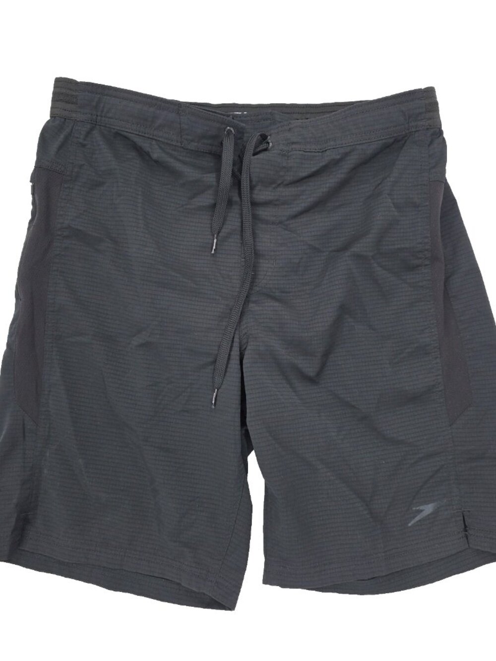 Speedo Boardshorts Mens Medium Black Rip Stop Swim Trunks 9" Inseam Lined Solid
